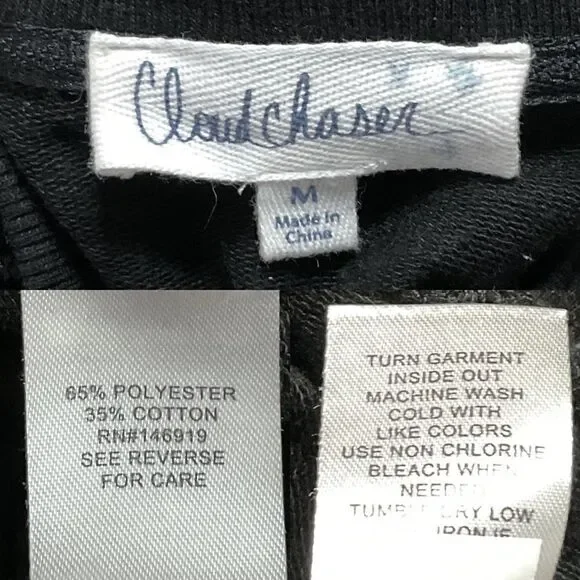 Cloud Chaser Black Lace Up Sweatshirt Medium - Picture 5 of 5